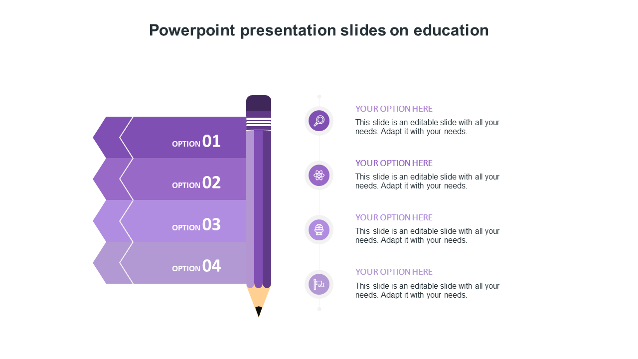 powerpoint presentation slides on education-purple
